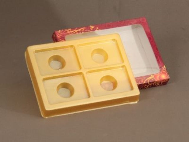 Greeting Tray 4 Cavity 20 gms + Red Cover (Pack of 10)
