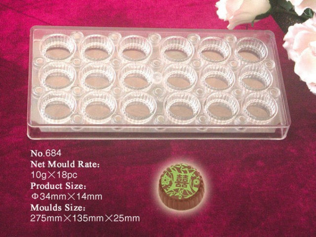Polycarbonate Rose Flower for Stalk Chocolate Mold - 54 x 35 x 17.2 mm -  19gr - 2x6 Cavity - Double Mold - 275x135x24mm