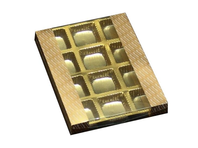 12 Cav. (4x3) Golden Tray + PVC Box (Pack of 10)